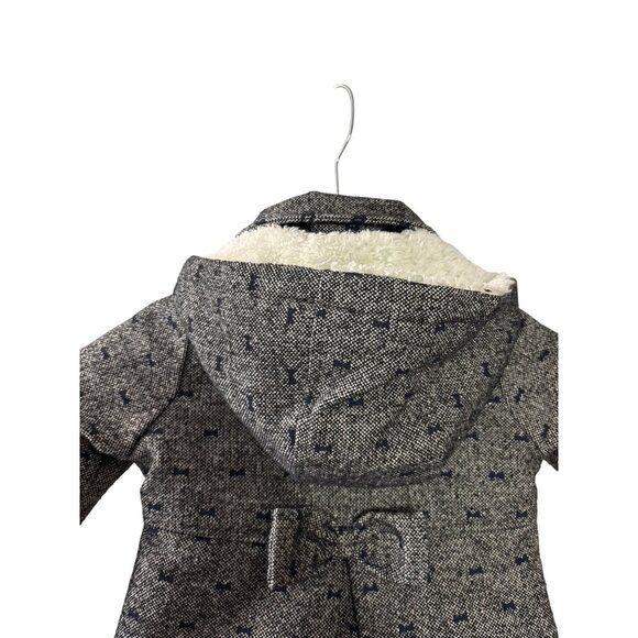 OshKosh B'gosh Toddler Girls Gray Hooded Peacoat Jacket Bow Print Accent Size 2T - Picture 6 of 10